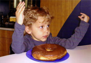 Teddy and a Large Doughnut